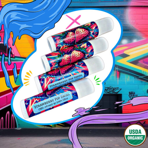 🍓 Strawberry Pop Swirl Jumbo CBD-Infused Jumbo Lip Balm (50mg)